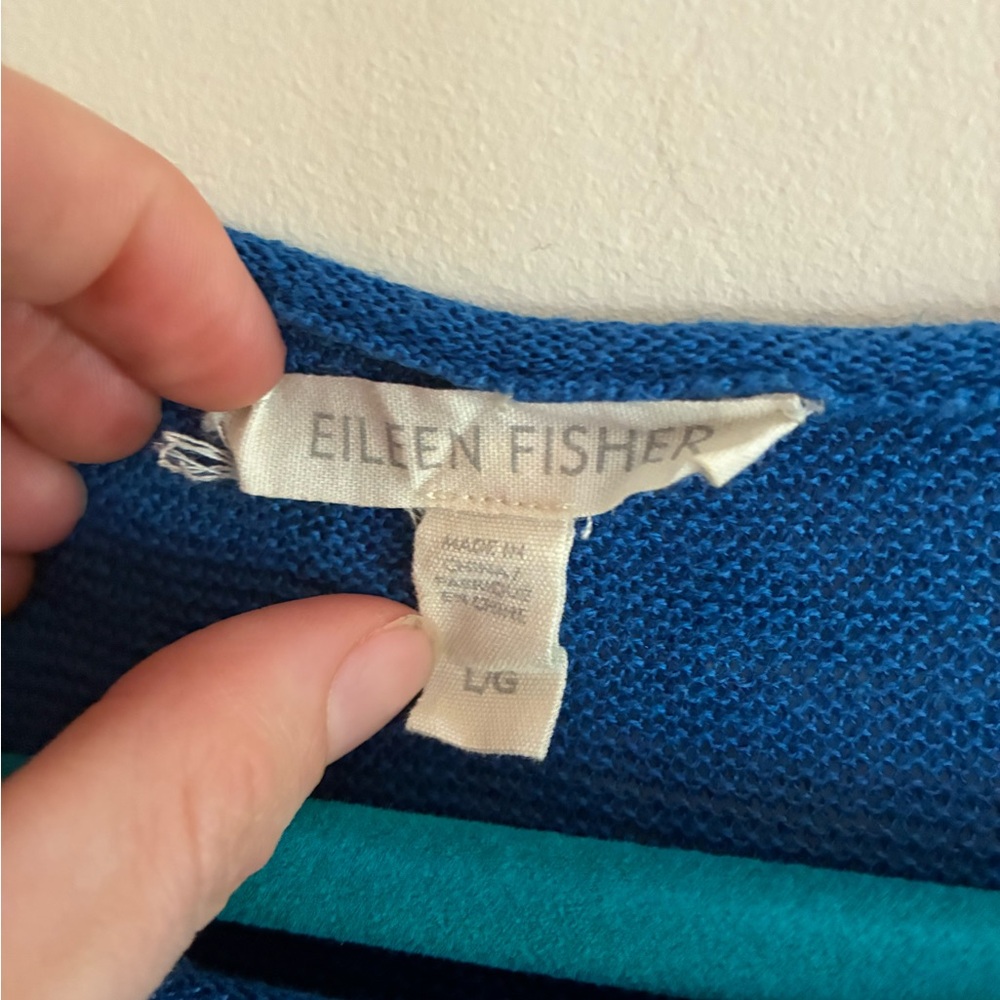 Eileen Fisher Blue Organic Linen Women's Pullover Shirt - Picture 4 of 10